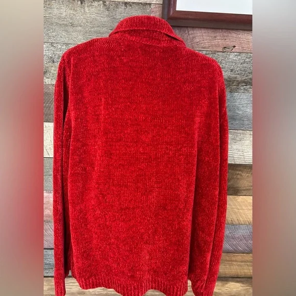 Alfred Dunner Red Floral Women's Cardigan - Picture 5 of 6